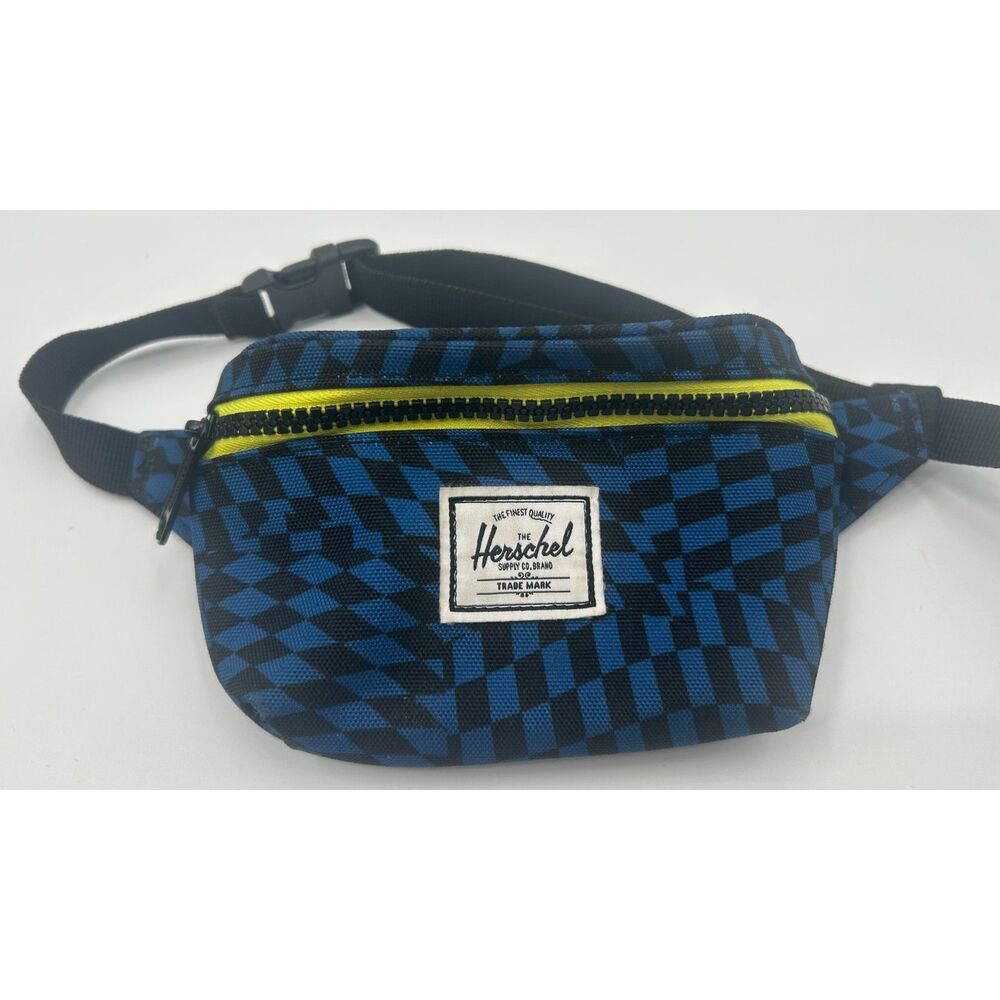 Herschel Fanny Pack Waist Bag Hip Pack Yellow Blue Adjustable Checkered Mini